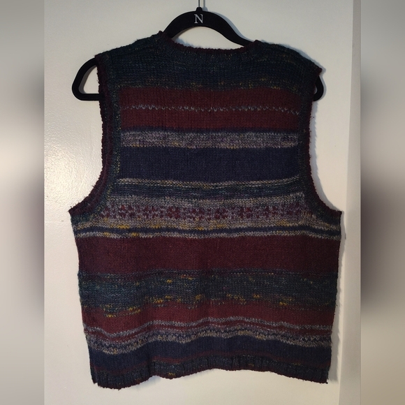 Vintage St.Johns Bay Striped Wool Vest Size Lg #504 - Picture 2 of 2